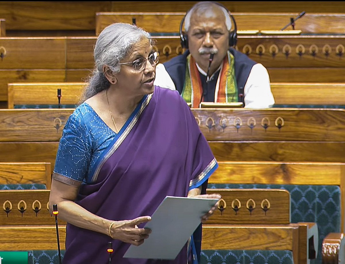 <div class="paragraphs"><p>Union Minister Nirmala Sitharaman speaks in the Lok Sabha. (Image source: Sansad TV via PTI Photo)</p></div>