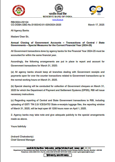 <div class="paragraphs"><p>RBI notification on cancellation of March 31 holiday.</p></div>