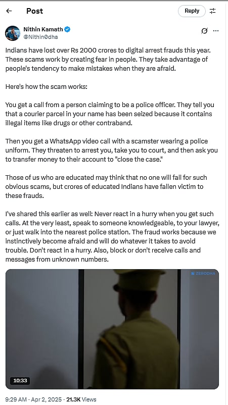 Zerodha’s Nithin Kamath Warns Against Digital Arrest Frauds; Explains How It Works