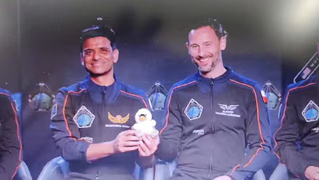 <div class="paragraphs"><p>Indian astronaut Shubhanshu Shukla holding 'Joy' at the pre-flight virtual press conference. (Photo Source: Axiom Space)</p></div>