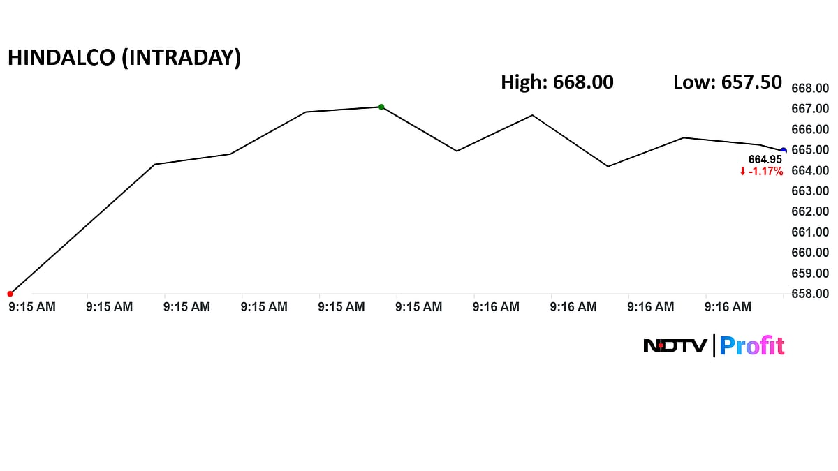 <div class="paragraphs"><p>Hindalco share price fell 2.3% to Rs 657.5 apiece. The benchmark NSE Nifty 50 was up 0.1%.</p></div>