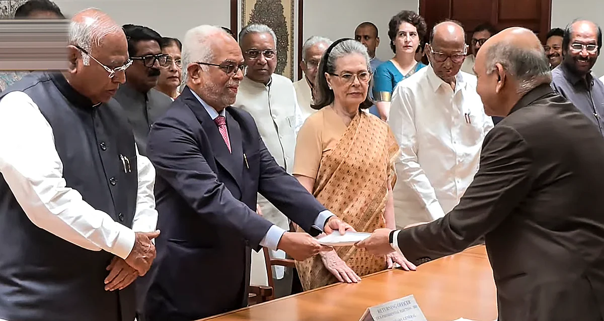 <div class="paragraphs"><p>Vice Presidential candidate B Sudershan Reddy filed his nomination, in New Delhi. (Image: PTI)</p></div>