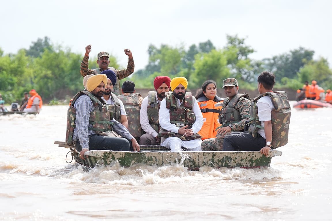 <div class="paragraphs"><p>Punjab CM Bhagwant Mann tours of the flood-affected areas in village Gatti Rajo of Ferozepur district. (Image: Bhagwant Mann)</p></div>