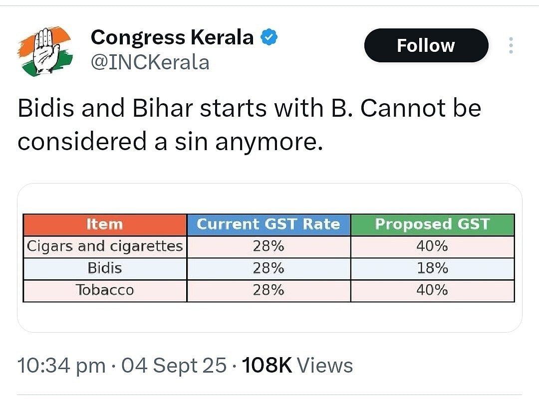 Congress Compares Bihar With Bidis, Says Both Can't Be Considered 'Sin' Now