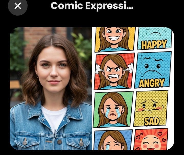 <div class="paragraphs"><p>Nano Banana’s default image for the Comic Expressions feature has “Happy” spelt correctly. (Source: Nano Banana)</p></div>
