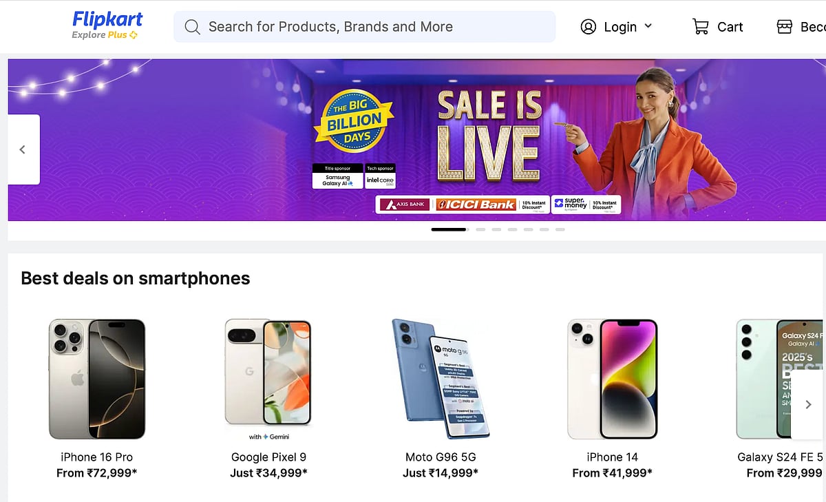 <div class="paragraphs"><p>Flipkart has promised price cuts for Apple iPhones and other devices on its home page. (Screenshot from Flipkart)</p></div>