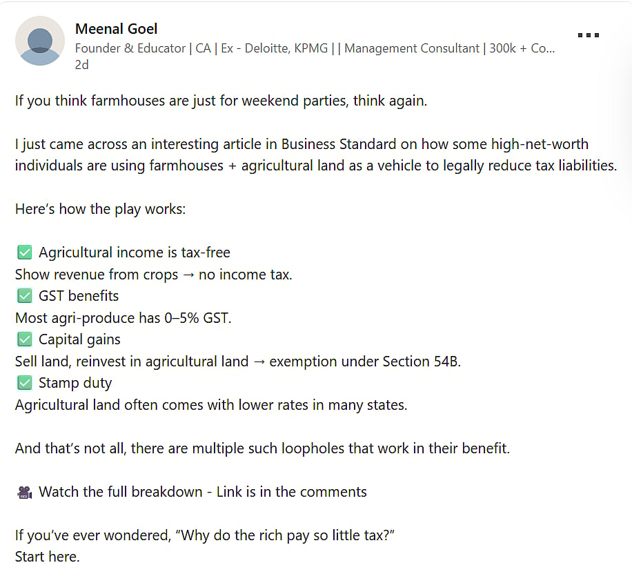 Tax Loophole? 'Buy Farmhouse In ...': CA Explains How Rich Indians Avoid Taxes