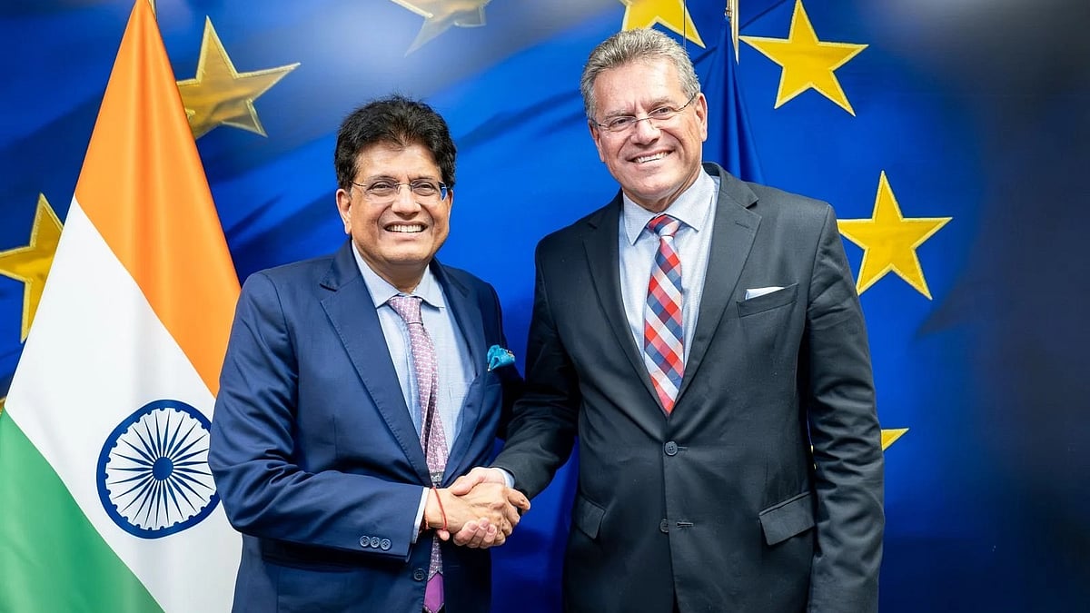 <div class="paragraphs"><p>India's Commerce Minister Piyush Goyal with&nbsp;Maroš Šefčovič, the EU Commissioner for Trade and Economic Security. (Photo: X/Piyush Goyal)</p></div>