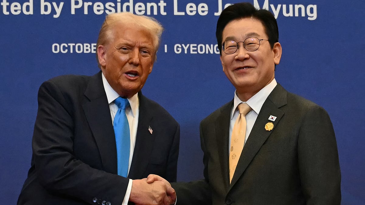 <div class="paragraphs"><p>US President Donald Trump said the agreement with South Korea had been reached as he attended a dinner hosted by South Korean President Lee Jae Myung at the Asia-Pacific Economic Cooperation summit. (Photo: Bloomberg)</p></div>
