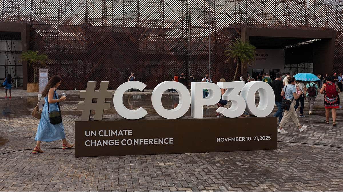 <div class="paragraphs"><p>A sign outside the COP30 climate summit on&nbsp;Nov. 10, 2025. (Photographer: Alessandro Falco/Bloomberg)</p></div>