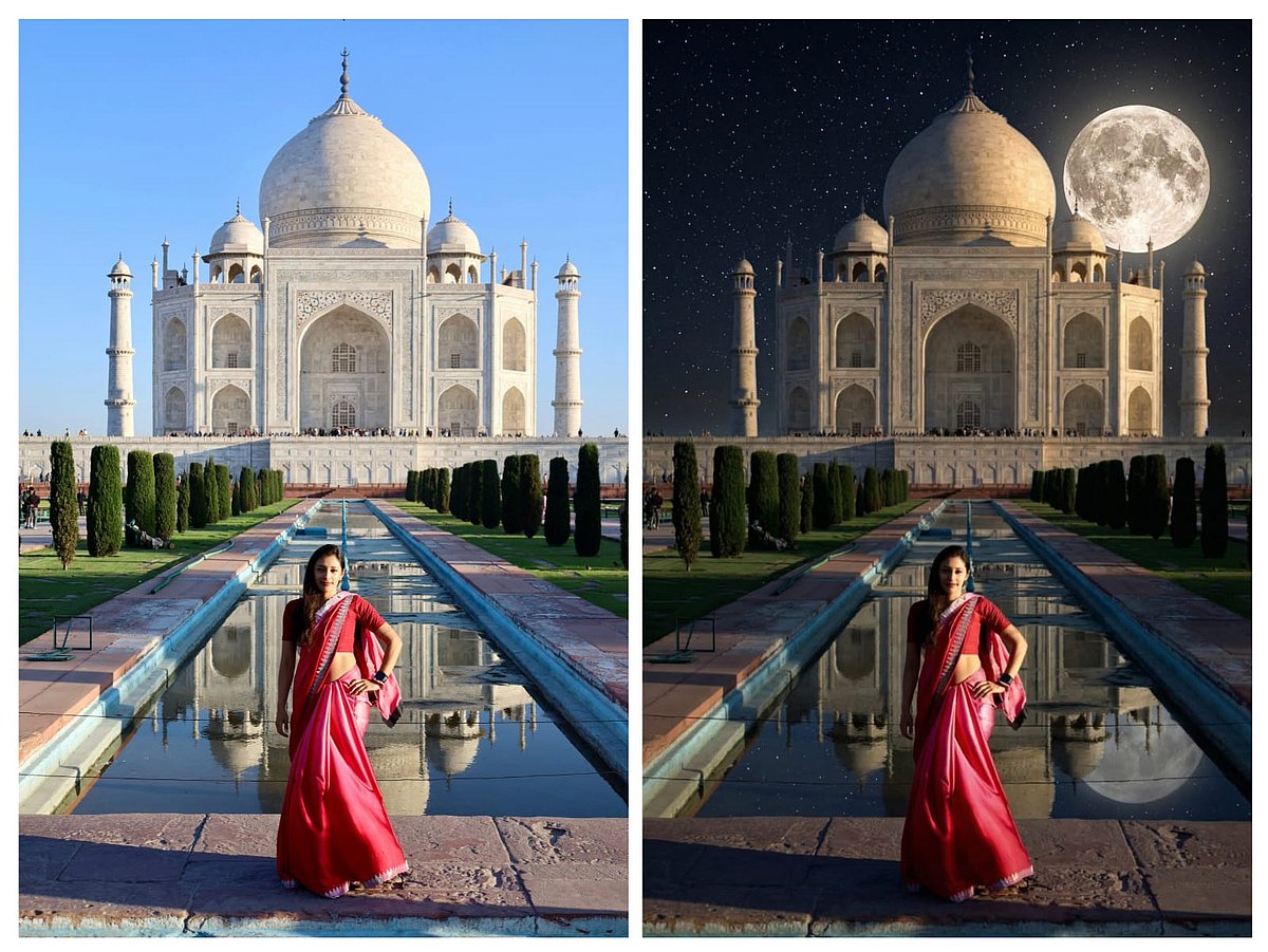 <div class="paragraphs"><p>Day shot of the Taj Mahal converted into a night one. (Nano Banana Pro)&nbsp;</p></div>