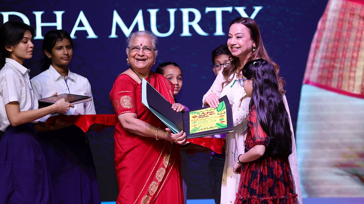 <div class="paragraphs"><p>Welcoming the gathering, Namrata Adani, promoter, ADIS, thanked Mrs Murty for inspiring generations of young readers across India. (Photo: Adani Group)&nbsp;</p></div>