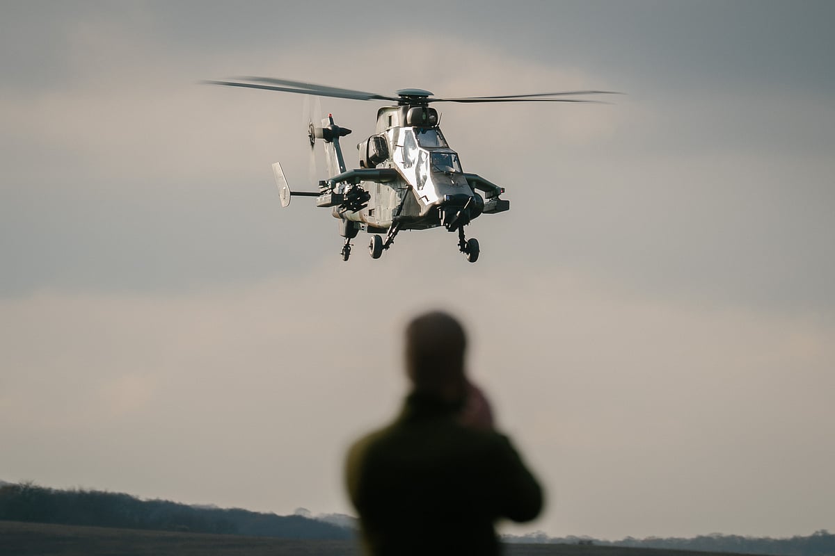 <div class="paragraphs"><p>An Airbus attack helicopter during a NATO military training exercise in Cincu, Romania. (Photo: Andrei Pungovschi/Bloomberg)</p></div>