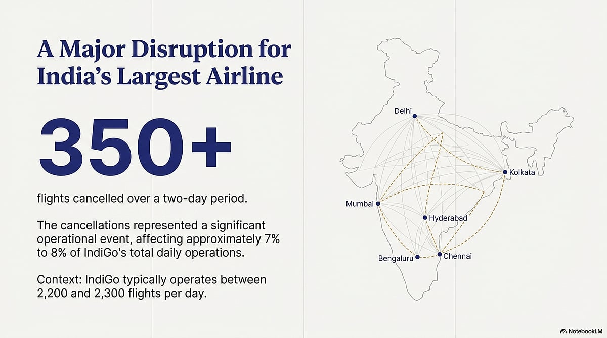 <div class="paragraphs"><p>IndiGo had to cancel 350 flights in two days. (Image generated by Notebook LM)</p></div>