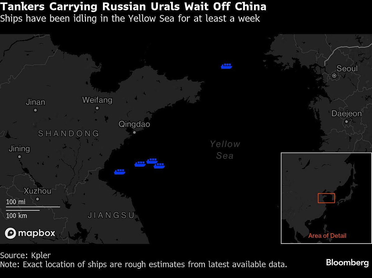 Tankers With Russian Oil Build Off China As India Pulls Back
