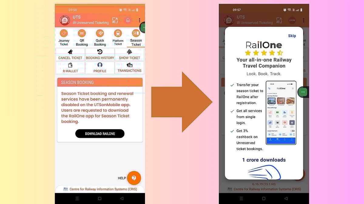 UTS To RailOne App Switch