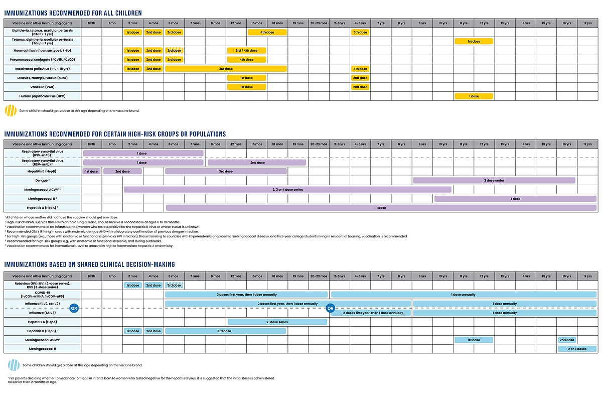 <div class="paragraphs"><p>Chart from the US Department of Health and Human Services showing the new recommendations for when childhood vaccines should be given. (Image: Bloomberg)</p></div>