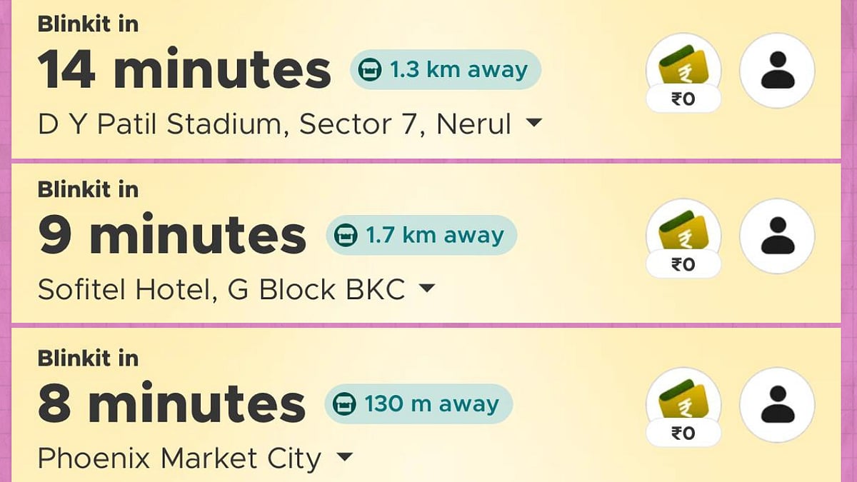 <div class="paragraphs"><p>Blinkit delivery times in common Mumbai locations at 9:30 am on Wednesday. (Image: NDTV Profit)</p></div>