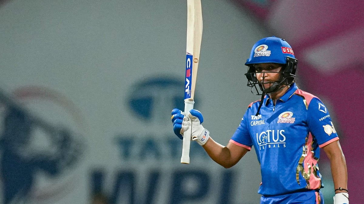 <div class="paragraphs"><p>Mumbai Indians' captain Harmanpreet Kaur celebrates her half century during a Women's Premier League (WPL) T20 cricket match between Mumbai Indians and Delhi Capitals, at the DY Patil Stadium, in Navi Mumbai, Saturday, Jan. 10, 2026. (PTI Photo/Kunal Patil)</p></div>