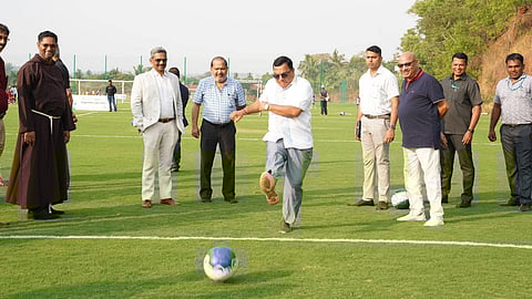  Man in action: Godinho kick-starting the football matches 