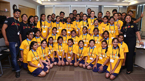 A file picture of the Girls4Tech programme debut in India 
