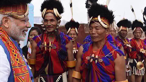 PM Modi at a public meeting in Tuensang