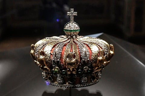 Empress of the French EugÈnie de Montijo at Apollon’s Gallery at the Louvre museum in Paris 