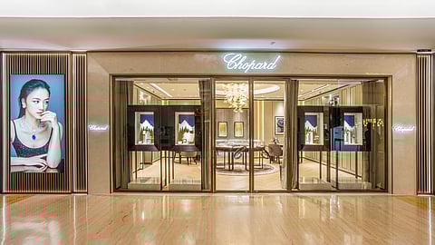 Luxurious Chopard boutique showcasing high jewellery with soft lighting and refined craftsmanship