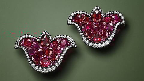JAR RUBY AND DIAMOND EARRINGS