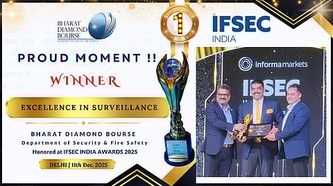 Bharat Diamond Bourse Honoured with IFSEC India Award 2025 for Excellence in Surveillance