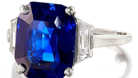 A Kashmir sapphire ring sold for $906,250 as Heritage’s jewellery auction crossed a record $9.7M