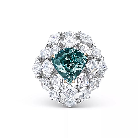 The Ocean Dream, a rare fancy vivid blue-green diamond realised CHF 13,567,500 (US$ 17,366,400)