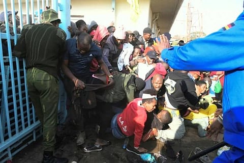 Stadium stampede mars swearing-in rite