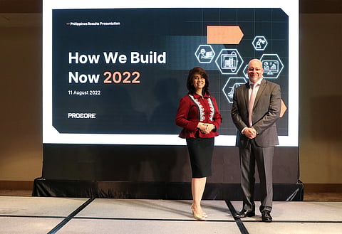 PHOTOGRAPH COURTESY OF PROCORE
Germaine Reyes, CEO and founder of Synergy Market Research + Strategic Consultancy and Bruce Wells, vice president of Asia at Procore Technologies Inc.