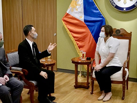 New Zealand Ambassador Peter Kell (left) pays a courtesy call on Vice President Sara Z. Duterte in Mandaluyong City on Wednesday. Kell vowed to help strengthen the peace process in Mindanao, programs for women, agriculture, renewable energy and capability building.