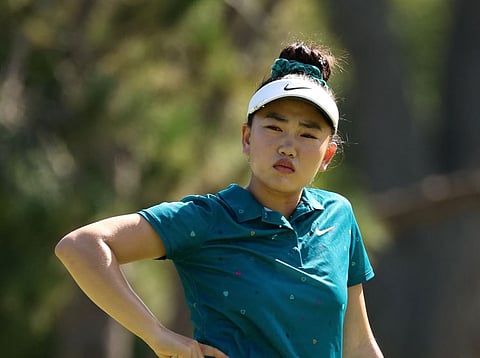 Gregory Shamus/AGENCE FRANCE-PRESSE
Lucy Li looks on from the first green during the third round of the Dana Open presented by Marathon at Highland Meadows Golf Club in Sylvania, Ohio Saturday.