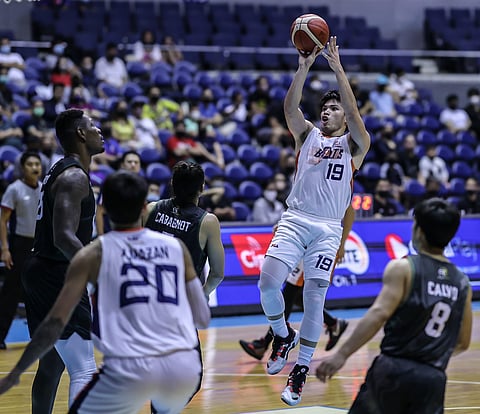 Bong Quinto of Meralco goes for a jumper during their PBA Commissioner’s Cup game against Terrafirma. The Bolts prevailed, 105-92. | Photograph by Rio deluvio for the daily tribune @tribunephl_rio