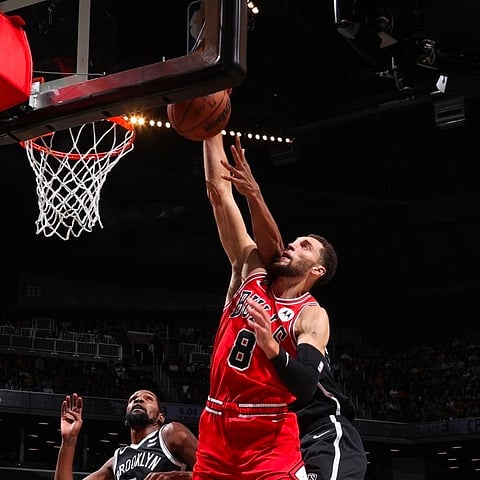 NATHANIEL S. BUTLER/AGENCE FRANCE-PRESSE
ZACH LaVine fires 20 of his 29 points in the fourth quarter to lead the Chicago Bulls to a 108-99 win over the Brooklyn Nets.