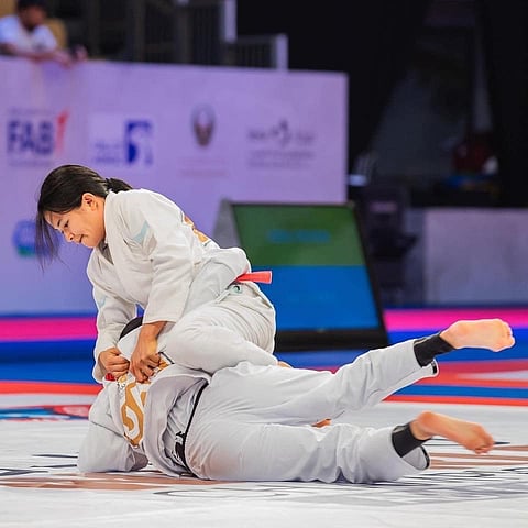 MEGGIE Ochoa reclaims the world title after beating Vicky Hoang Ni Ni of Canada in the final of the women’s -48kg event of the 2022 JJIF World Jiu-Jitsu Championships. | PHOTOGRAPH COURTESY OF MEGGIE OCHOA/IG