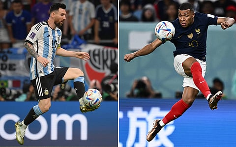 (left) LIONEL Messi of Argentina seeks to come up with a memorable performance in his final World Cup stint. (right) Kylian Mbappe and France aim to become the first team to win back-to-back World Cup titles in 60 years. | FRANCK FIFE/AGENCE FRANCE-PRESSE