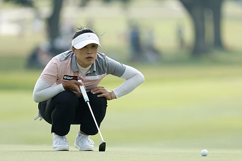  Amy Yang of South Korea lines up a putt