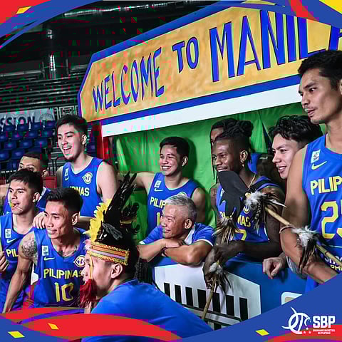 Some of the members of Gilas Pilipinas tapped for the FBA World Cup enjoy light moments two days before the start of the competition. (Photo from SBP) 