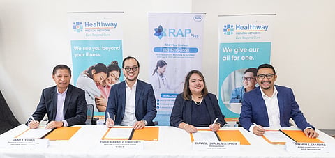 Photograph courtesy of Roche Philippines
PARTNERSHIP. Healthway Medical Network president and CEO Jimmy Ysmael, Ayala Healthcare Holdings, Inc. president and CEO Paolo Borromeo, Roche (Philippines) Inc. general manager Dr. Diana Edralin and Roche (Philippines) Inc. Patient Journey Chapter Lead Raymon Cayabyab.
