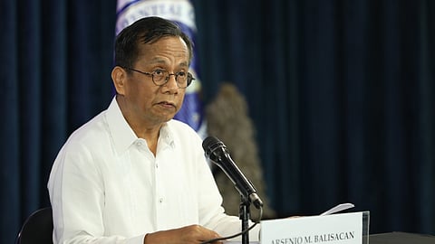 [FILES] NEDA Secretary Arsenio Balisacan holds a press briefing in Malacañang.