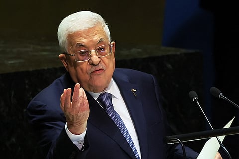 FILE PHOTO: President of the State of Palestine Mahmoud Abbas speaks during the United Nations General Assembly (UNGA) at the United Nations headquarters on 21 September 2023 in New York City. (Photo by Michael M. Santiago / GETTY IMAGES NORTH AMERICA / Getty Images via AFP)