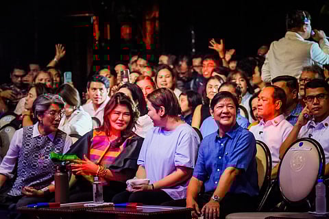 VICE President and Education Secretary Sara Duterte exchanges banters with the Marcos siblings that include President Ferdinand Marcos Jr., Senator Imee Marcos and Irene Marcos-Araneta during the third ‘Konsyerto sa Palasyo’ Sunday at the Mabini Hall of Malacañang. 1 October 2023. |📸  Yummie Dingding for the Daily Tribune @tribunephl_yumi