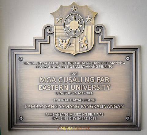 Special heritage marker recognizing FEU as a National Cultural Treasure through Museum Declaration-1-2018. | PHOTOGRAPH COURTESY OF FEU
