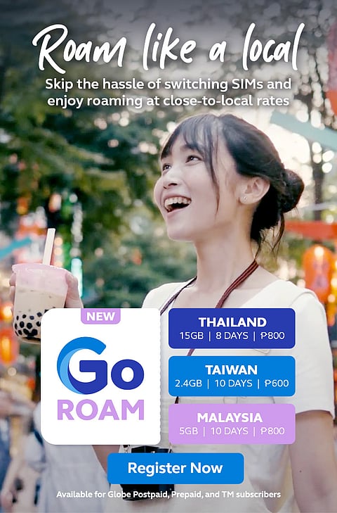 With GoRoam’s country-specific offers crafted to match local SIM card rates, travelers can enjoy seamless connectivity without the hassle of switching SIMs during their trips.(PHOTOGRAPH COURTESY OF GLOBE)