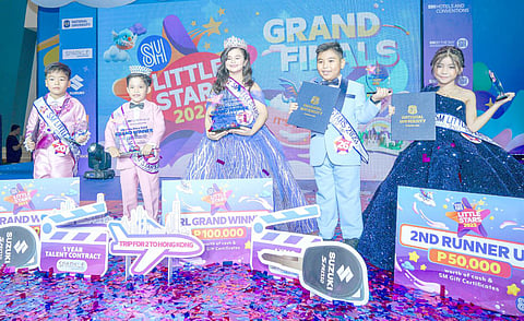 Grand Prize winners Aljon Christoff Banaira from SM City San Pablo (2nd from left) and Jourdanne Baldonido from SM City Dasmarinas (center) with, from left to right, 1st runner-up Eduardo Joson II from SM Megacenter Cabanatuan, 3rd runner-up Joachim Gale Olpindo from SM Center Muntinlupa, and 2nd runner-up Mara Hestia Caballero from SM City Cebu