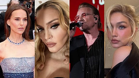Natalie Portman, Madonna, Bono, and Gigi Hadid. Photos courtesy of @natalieportman, @madonna, @gigihadid, @U2/Instagram.  